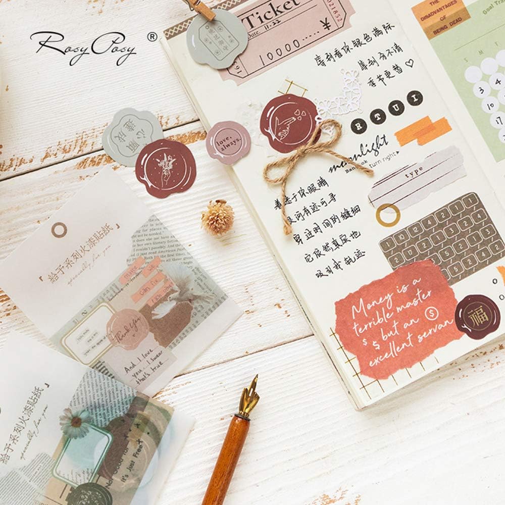 Adhesive Wax Seal Stamp Stickers, EnYan 30Pcs Round Shaped Envelope/Bag Seal Decor for DIY Diary Planner Craft Scrapbook