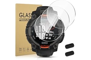 Suoman 3-pack for Garmin instinct 3 45mm AMOLED/Solar Screen Protector, Charger Port + [Anti Scratch] 9H Tempered Glass Protective Film