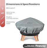 FiNeWaY Fire Pit Cover Round 131cm Heavy Duty Waterproof UV Protection view 9