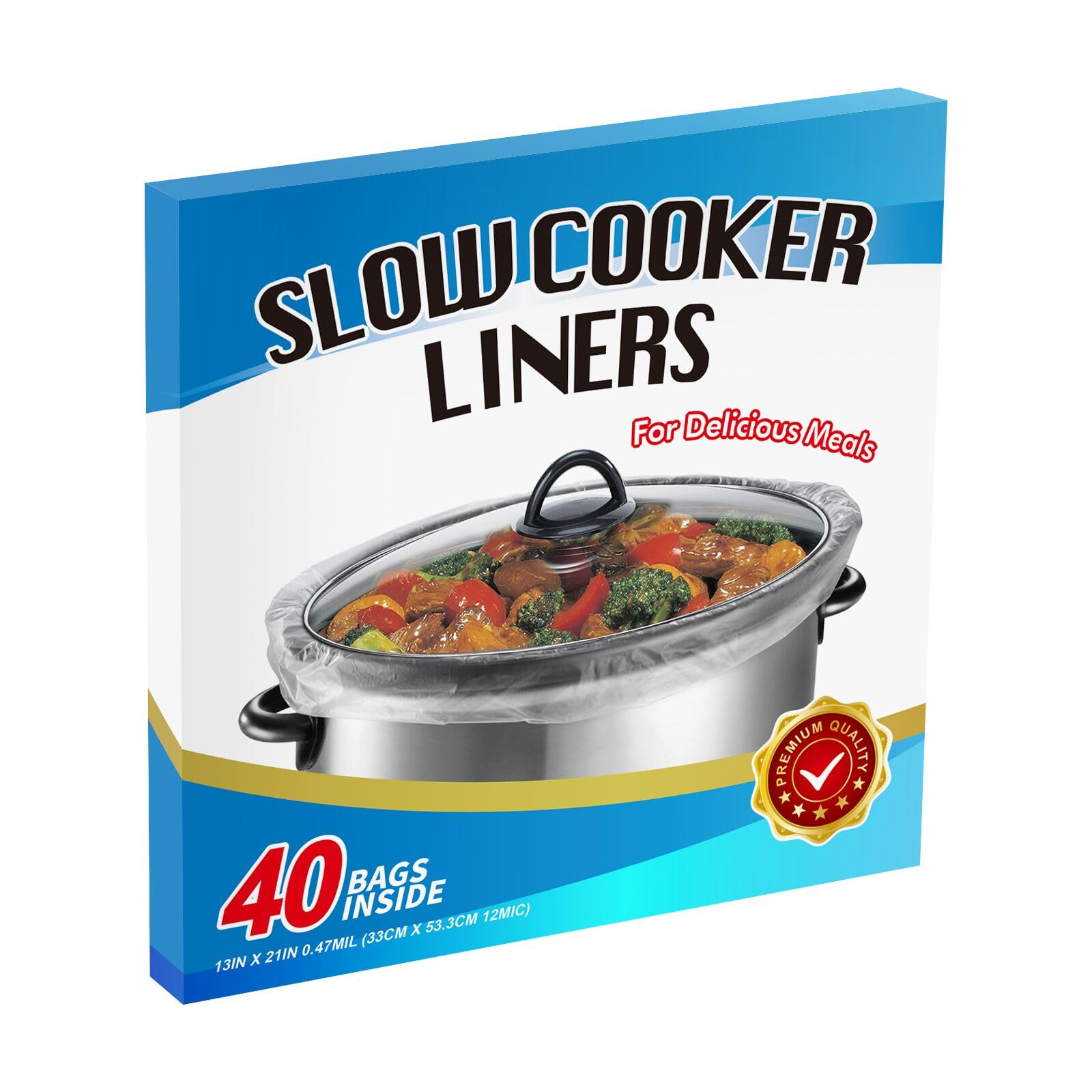 Photo 1 of 40×Slow Cooker Liners, Large pot Liner Disposable Cooking Bags, Fit 3QT to 8QT for Slow Cooker, pot, Suitable for Oval & Round Pots 13"x 21" /Bag