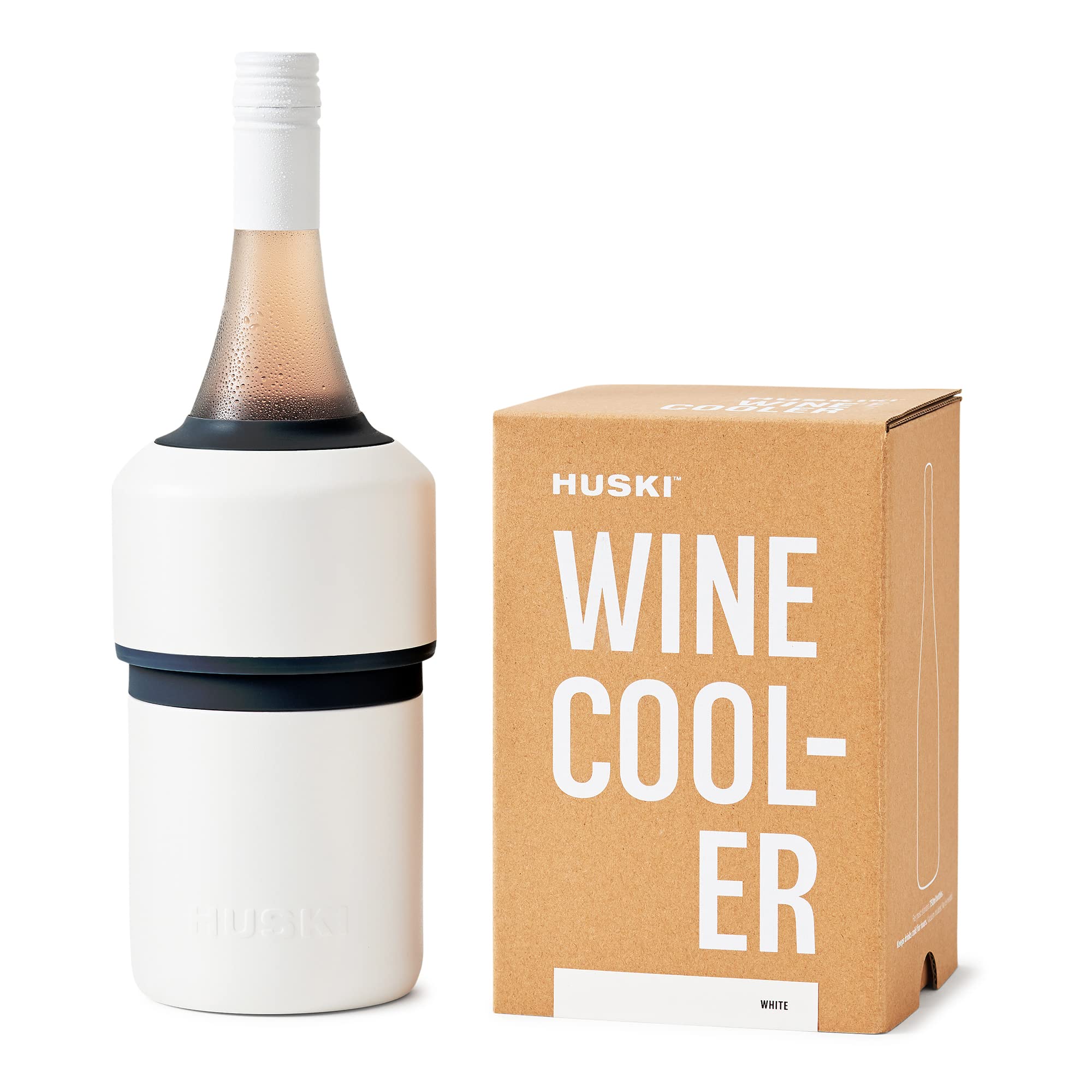 Huski Wine Cooler | Award-winning ice-free design | Keeps wine cold for up to 6 hours | New Wine Accessory | Fits Select Champagne Bottles (White)