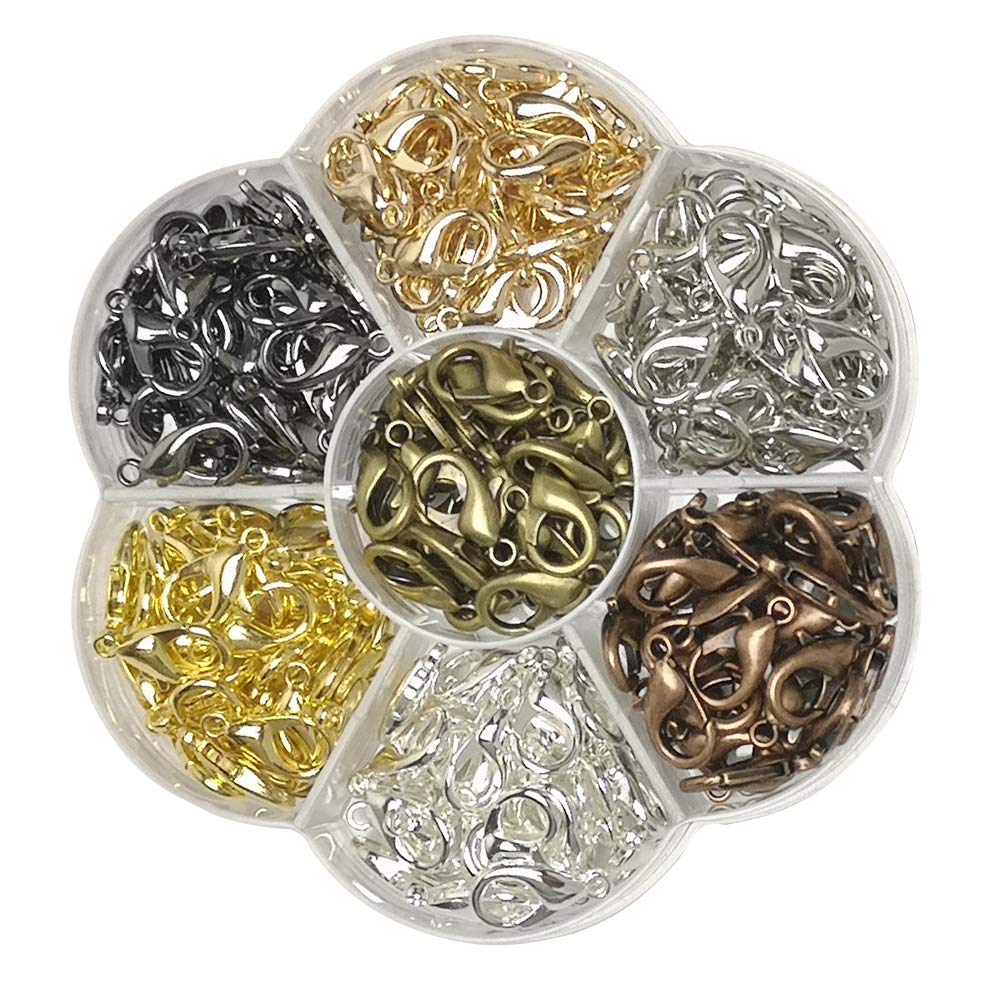 Chenkou Craft 1 Box Around 210pcs 7 Colors Lobster Clasp Jewelry Making Repairing (16x9mm)