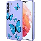 KOARWVC Phone Case for Galaxy S21 Case, Samsung S21 SM-G991U Case Cute Butterfly Pattern Protective Soft TPU Phone Cover for Samsung Galaxy S21 Purple Butterfly
