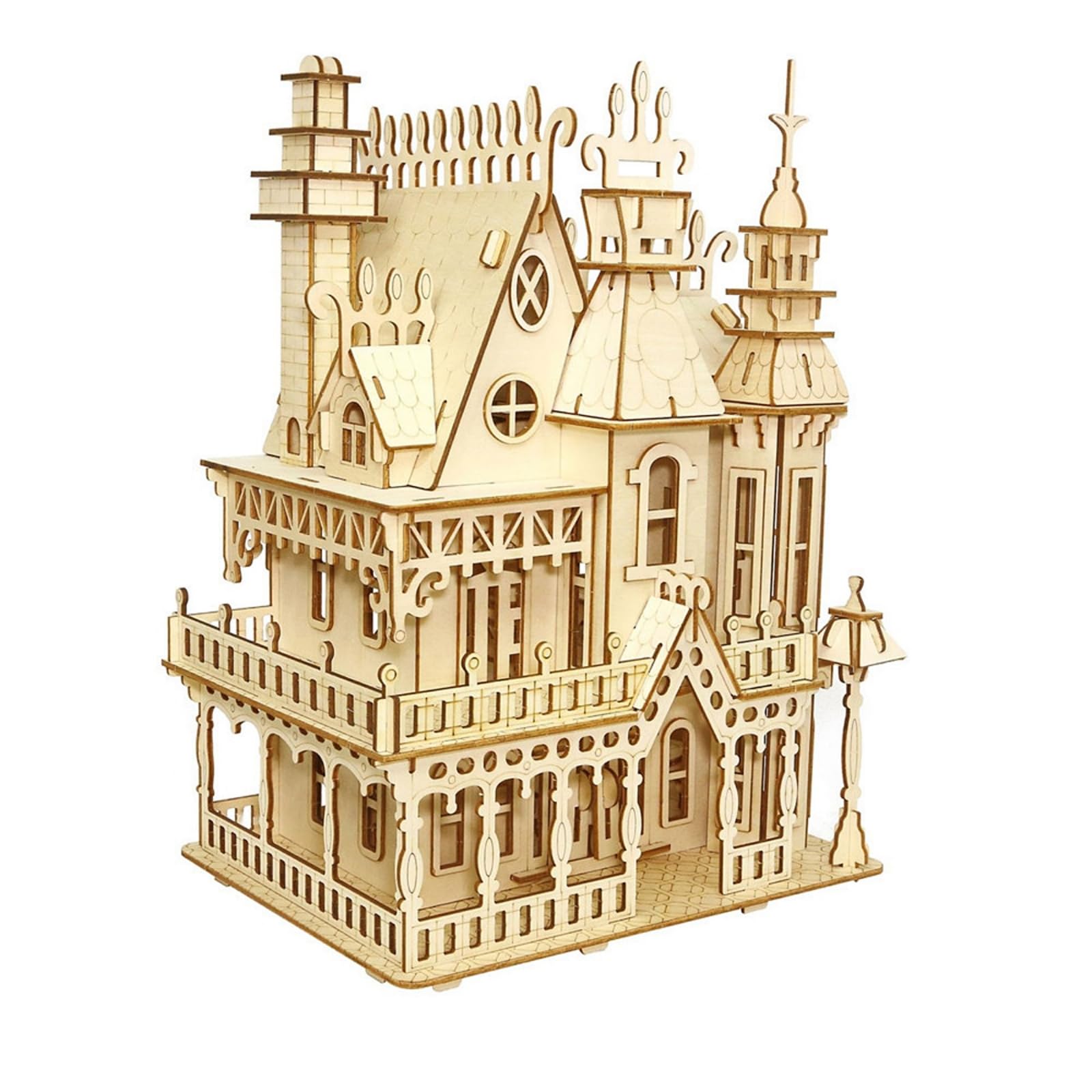 CUTEROOM Fantasy Villa Model House Kit - 3D Puzzle Model - Woodcraft Construction Diy Miniature Dolls House for Adults to Bulid