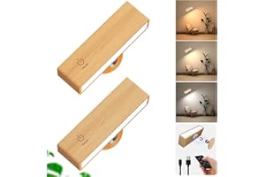 YiLaie Battery Operated Wall Sconce with Remote,Wall Sconces Set of 2,Wall Lights for Bedroom Wireless, Rotatable Cordless Wall Lamp with 3 Color Temperature for Bedroom,Living Room,Bedside Reading