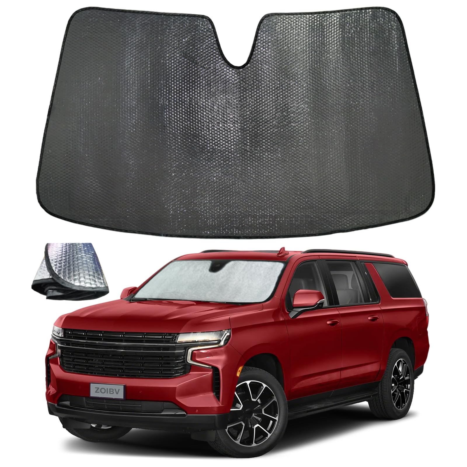 Photo 1 of ZOIBV Windshield Sun Shade for Chevrolet Chevy Suburban 2021-2024 - 5-Layer Bubble Foldable Front Window Shade Sun Visor Accessories - Blocks Heat & UV Rays??