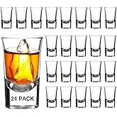 Ruckae 24 Pack 1 OZ Shot Glasses Set Shot Glass with Heavy Base Clear Shot Glasses Bulk for Vodka Tequila Whiskey Liquor