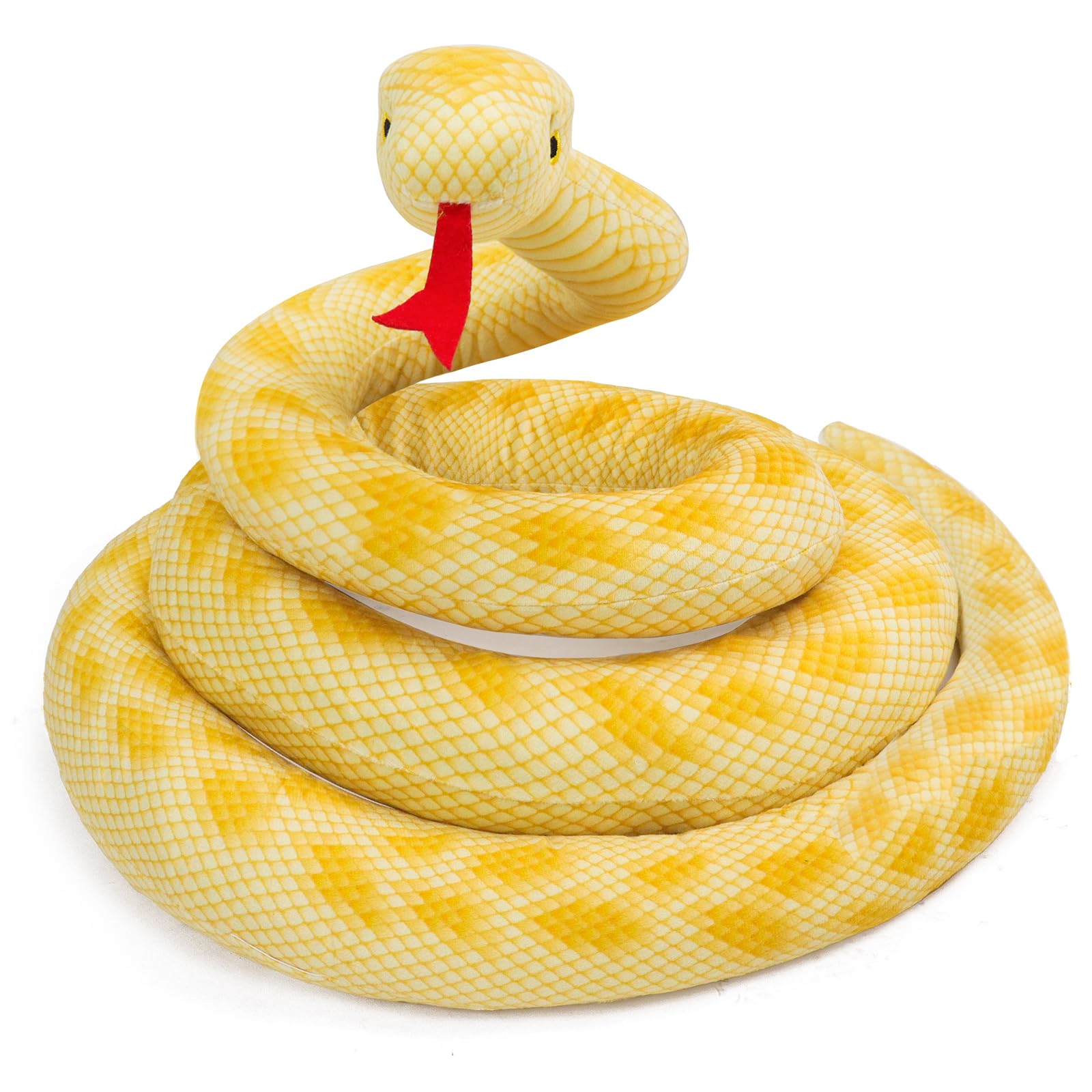 Photo 1 of Ponjauk Snake Plush 118inch/300cm Stuffed Snake Animal Large Snake Toys Christmas Birthday Gifts for Boys Girls Kids Giant Stuffed Animals Snake Lifelike Plush Snake Fake Snake Yellow
