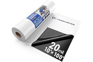 CRAWLDRYER Crawl Space Vapor Barrier - 20 Mil Vapor Barrier - (10' x 100') - Tear Resistant, Heavy Duty Vapor Barrier, Drop Cloth Moisture Barrier Thick Plastic Sheeting Covering for Crawlspace Encapsulation