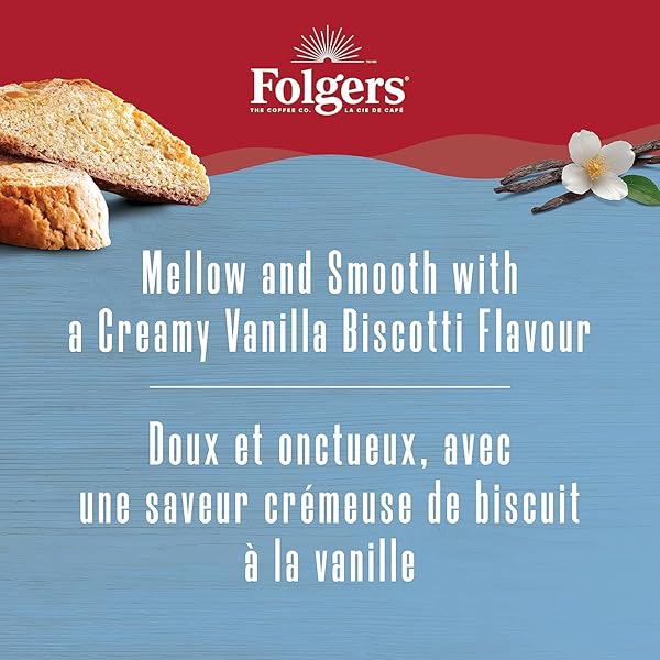 FOLGERS VANILLA BISCOTTI COFFEE K-CUPS, 30 COUNT, 270G/9.5 OZ. BOX (IMPORTED FROM CANADA)