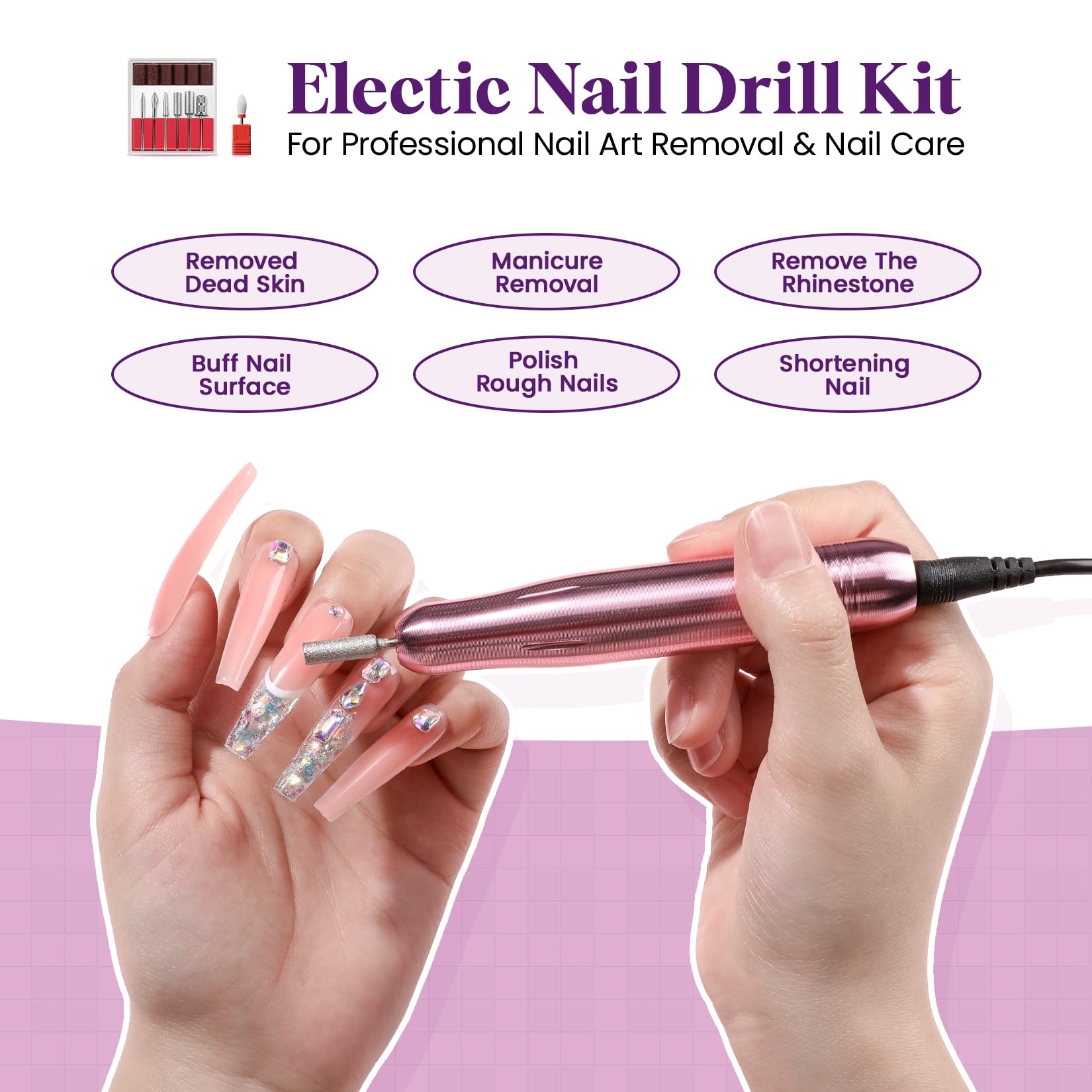 VANSISOS Acrylic Nail Kit with Drill: Professional Clear White Pink Acrylic Powder and Liquid Set with Nail Drill Acrylic Nail Brushes for Acrylic Nail Extension Application 0.5oz - Image 6