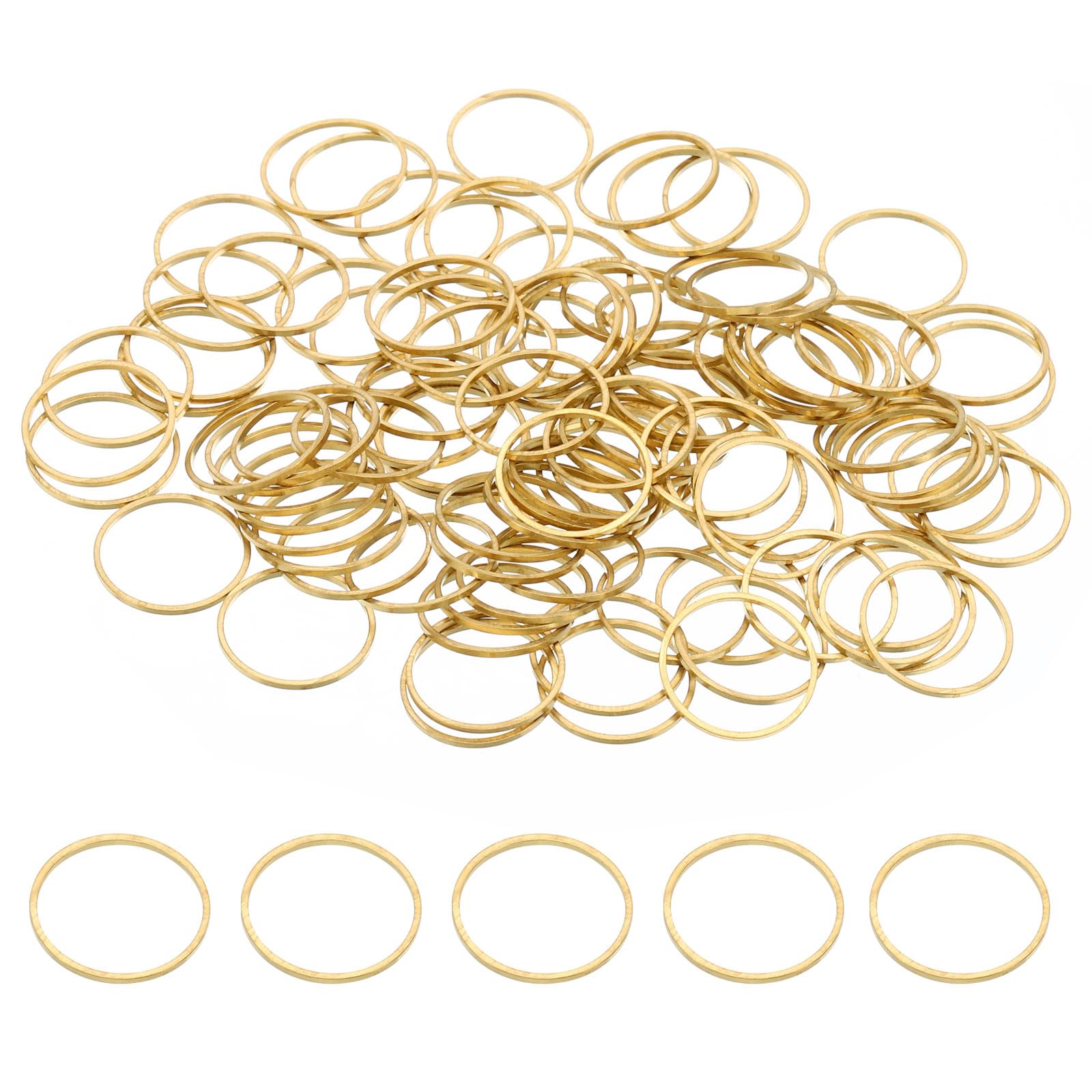 PATIKIL 16mm OD x 14.5mm ID Beading Hoop, 100Pcs Solid Copper Beading Finding Ring