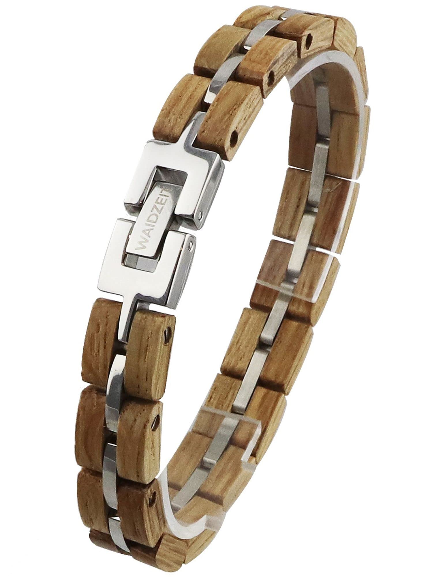 Waidzeit EL_Y02 Women's Bracelet Whisky Wood Silver Brown 20.5 cm, 20 5 cm, Wood