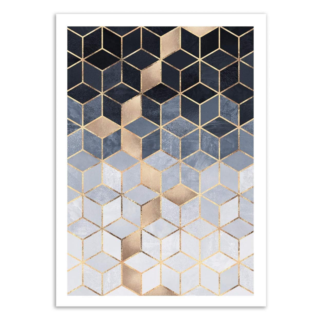 Wall Editions Art-Poster - Soft blue gradient Cubes - Elisabeth Fredriksson
