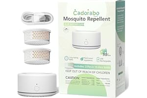 CADORABO Mosquito Repellent Outdoor Patio，Rechargeable Mosquito Repeller with Plant-Based Ingredients, DEET-Free, Suitable for Outdoor Patio & Indoor Spaces, Covers up to 30ft. (Includes 2 Refills)