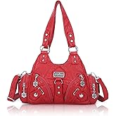 Angel Kiss Purses for Women Small Hobo Shoulder Bags Vagen Leather Multi-Pocket Tote Bag with Zipper