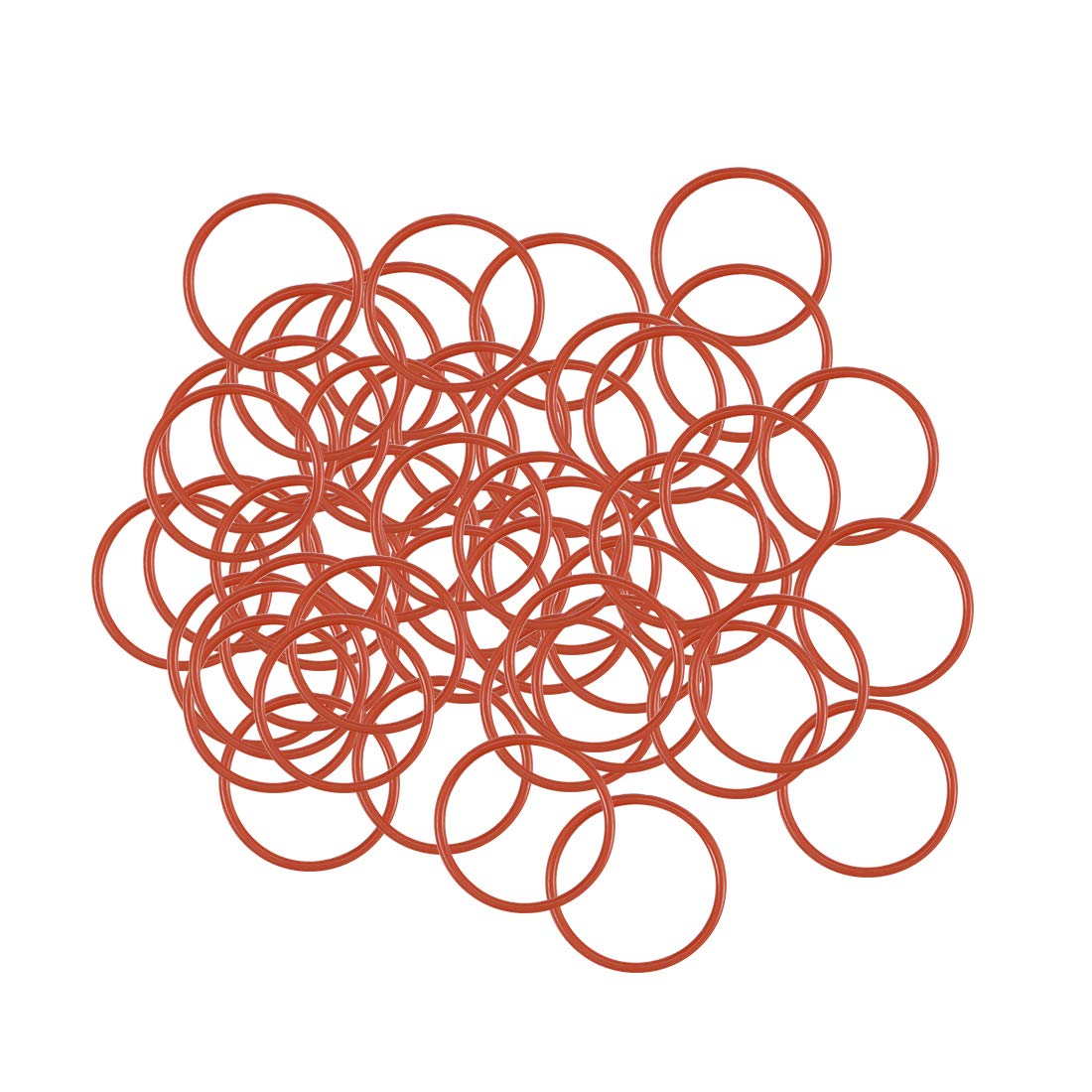 sourcing map Silicone O-Ring, 15mm OD, 13mm ID, 1mm Width, VMQ Seal Rings Gasket, Red, Pack of 50