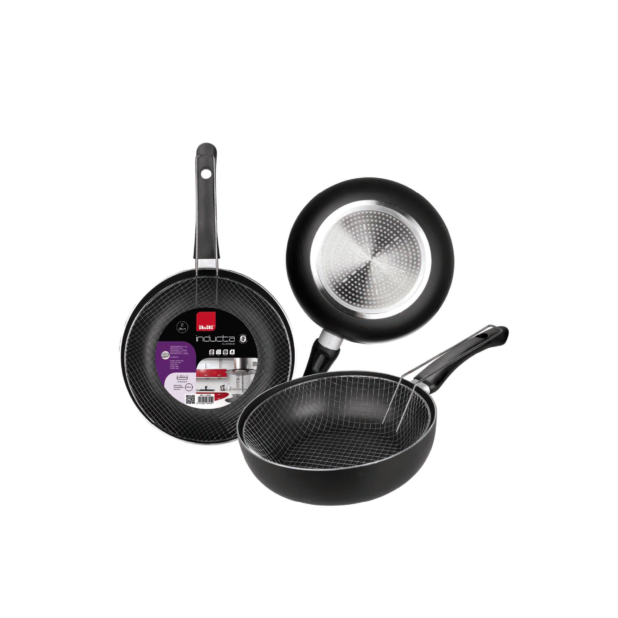 IBILI Inducta Fryer Pan with Basket, 18 cm, Aluminium, Non-Stick, Suitable for Induction Hobs