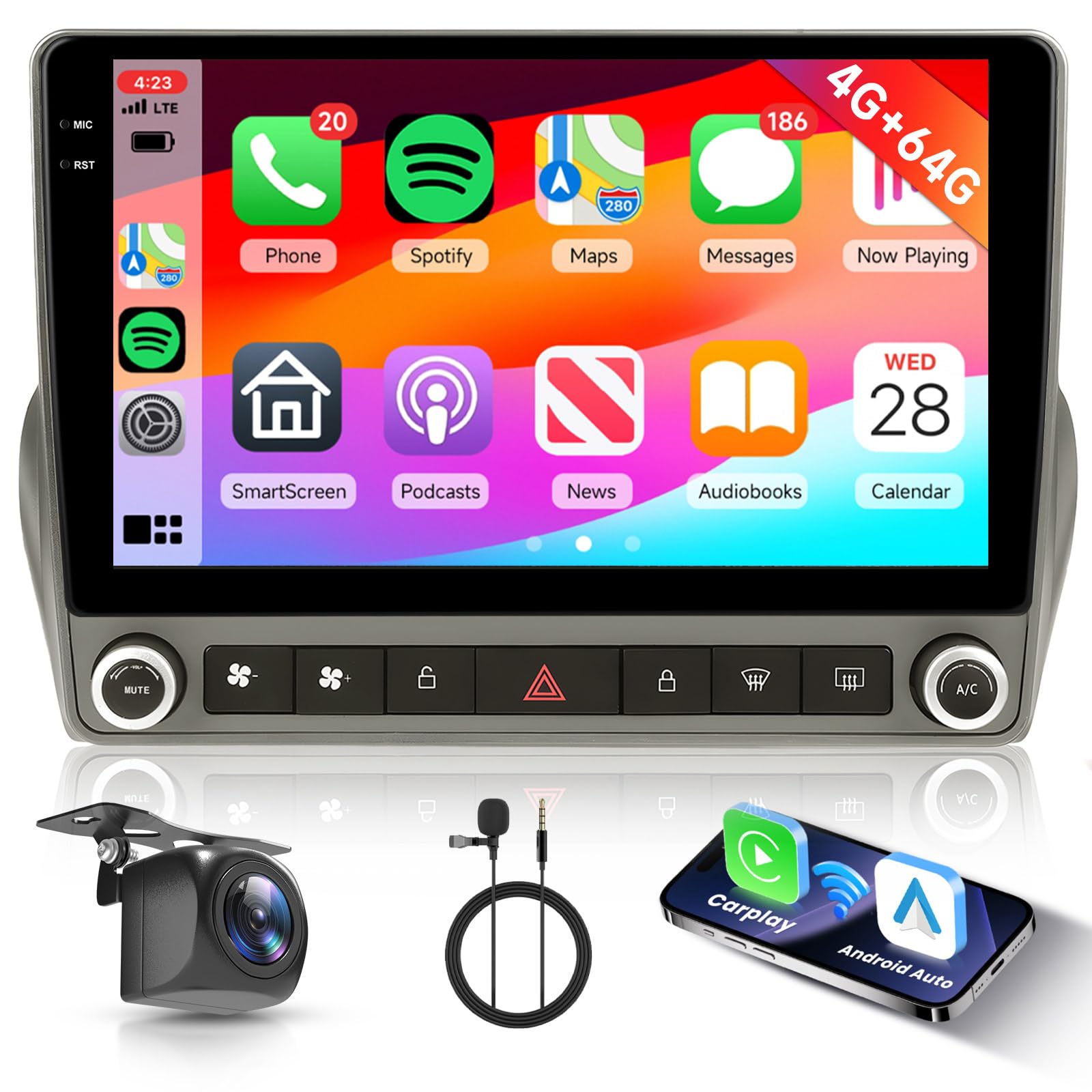 Photo 1 of [4G+64G] Car Stereo for Chevy Camaro 2008-2015, Android 9 Inch IPS Touch Screen Radio with Wireless Carplay &Android Auto, GPS, Double Din, Bluetooth DSP, WiFi, FM RDS, Camera