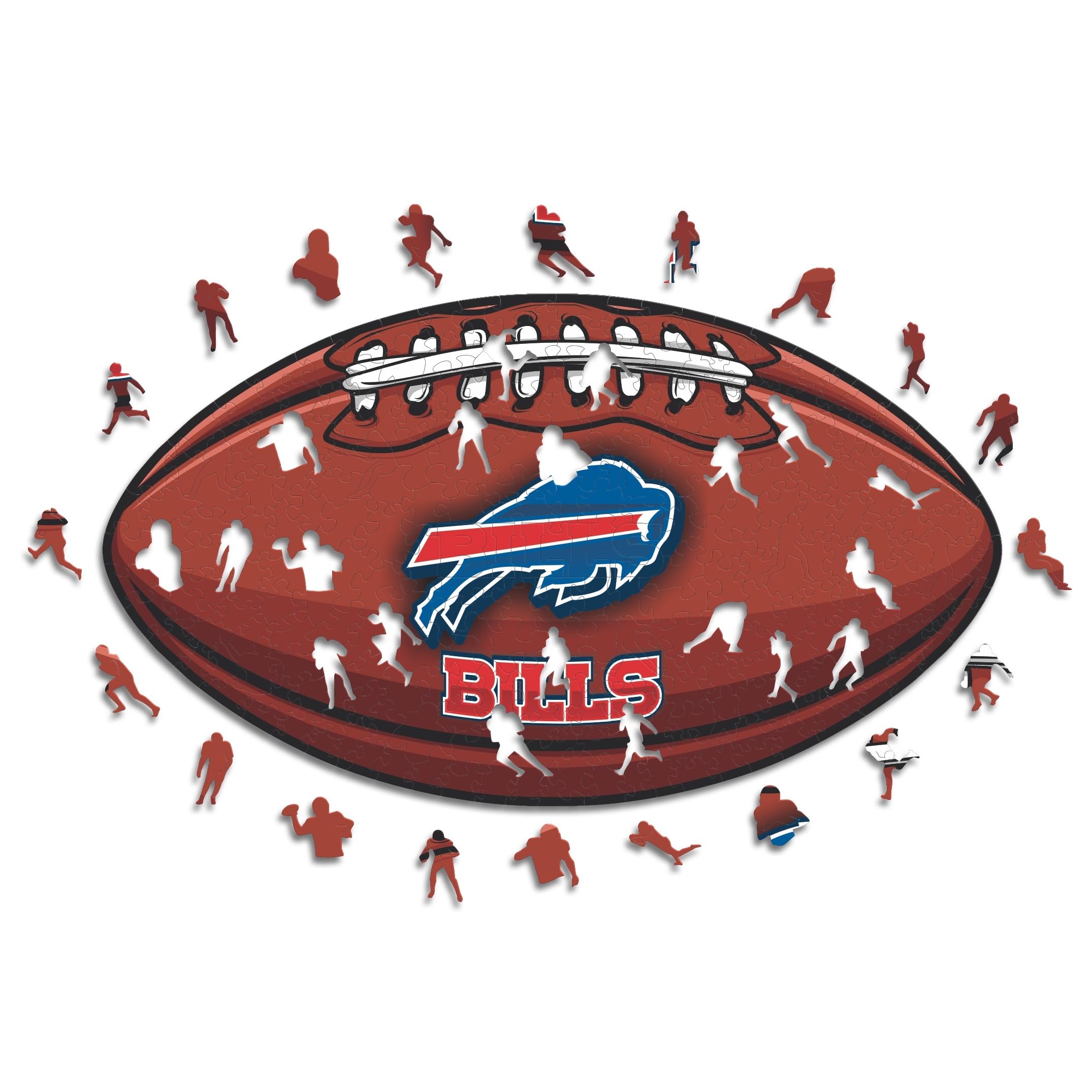 Iconic Puzzles, Buffalo Bills Crest, 100% eco-sustainable wooden puzzle with official license NFL, size S, 150 pieces