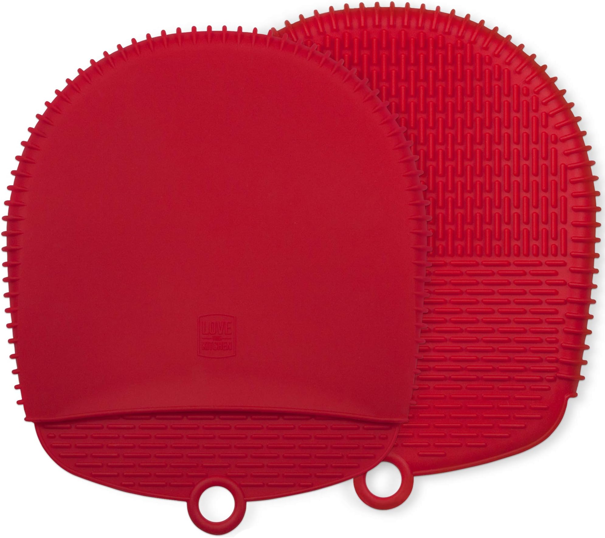 100% Silicone Oven Mitt / Pot Holder. These Red Oven Gloves are Heavy Duty, Healthier Than Cotton (Won't Grow Bacteria) & Easier to Clean. Unique Design Makes Mitts Safe, Non-Slip, Flexible (1 Pair)