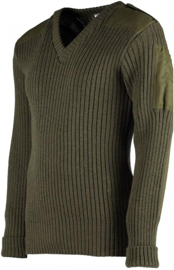 TW Kempton York Woolly Pully Vee Neck Sweater with Patches - Epaulets - Pen Pocket