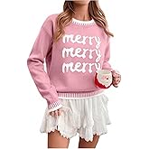 LUKYCILD Merry Christmas Sweaters for Women Ugly Christmas Sweater Xmas Holiday Sweatshirt Knitted Pullover Tops