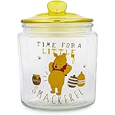 Winnie The Pooh Disney Time For A Little Smackerel Glass Snack Jar Container With Lid | Kitchen Food Storage For Snacks, Candy | 6 Inches Tall