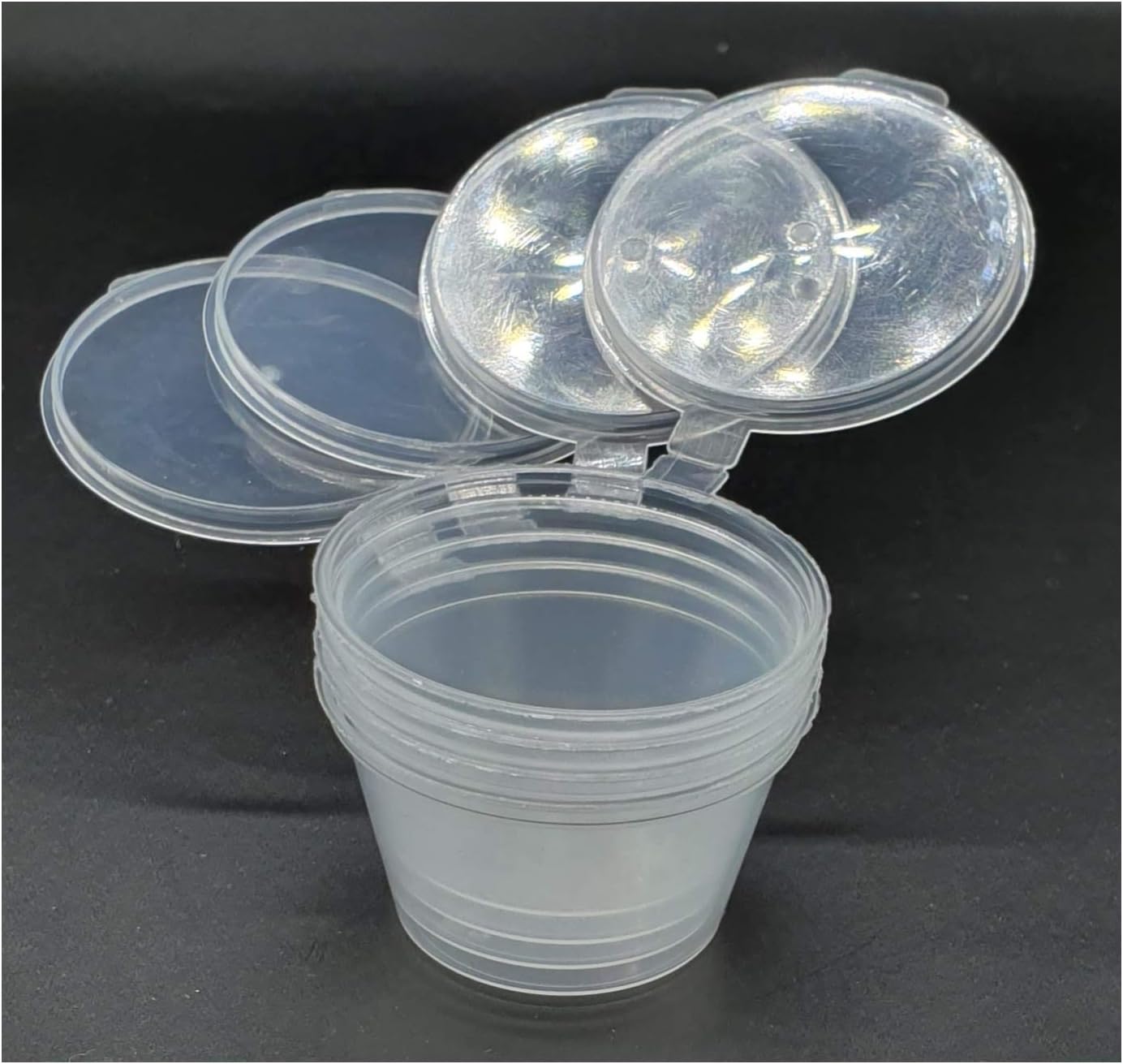 GSLÂ 50 x 30ml Plastic Round Containers & Lid Sauce