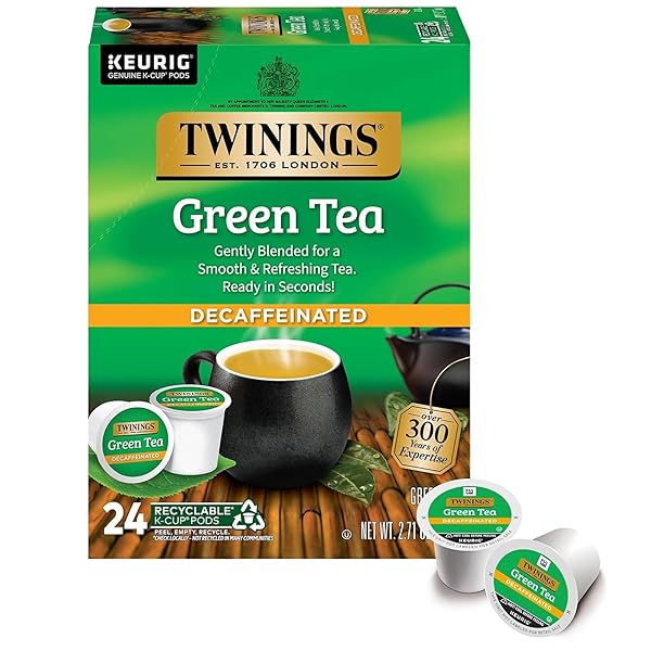 TWININGS DECAFFEINATED GREEN TEA K-CUP PODS FOR KEURIG,...