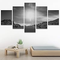 SIGNWIN 5 Panel Canvas Wall Art Monochromatic Mountains for Home Decorations Ready to Hang - 60