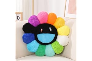 FIONOUT Flower Pillow, Flower Shaped Throw Pillow, Flower Face Floor Cushions Floor Pillow, Colorful Sunflower Plush Pillow, 