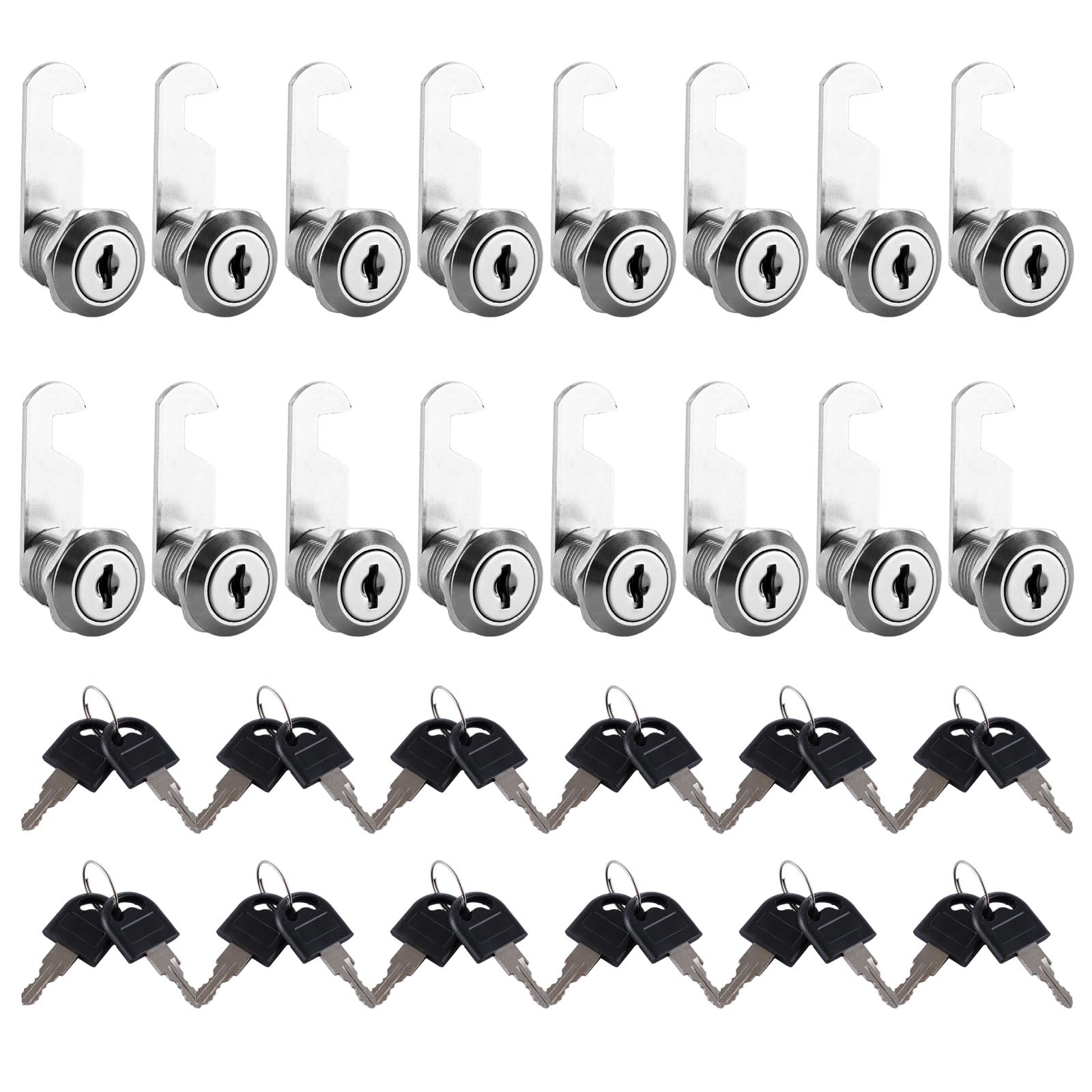VIDETOL 16 Pack Security Cam Lock, 16mm Cabinet Locks with 32 Keys, Each Key is Different, Security Locker Locks for Cupboard, Drawer, Wardrobe, Letter Box and Toolbox