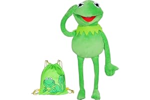 ERXKVS Kermit Frog Hand Puppet with Backpack, Funny Kermit Plush Puppet for Role Play, Kermit Stuffed Toy Birthdays Gift for Fans & Kids