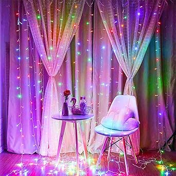 Glimmer Lightings Curtain String Light for Home Decoration, Bed Room Decor, Birthday Party, Diwali, Christmas - Multi, 9 Foot