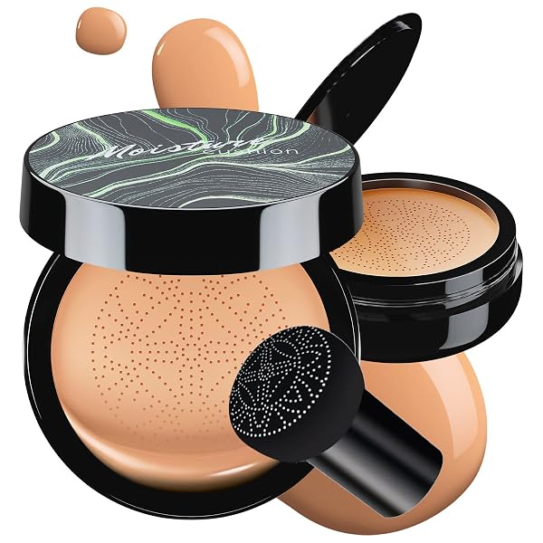MUSHROOM HEAD AIR CUSHION CC CREAM – BB CREAM FOUNDATION MAKEUP MOISTURIZING CONCEALER LONG-LASTING, CUSHION FOUNDATION FULL COVERAGE SELF ADJUSTING FOR MATURE SKIN & ALL SKIN TYPES （MEDIUM DEEP)