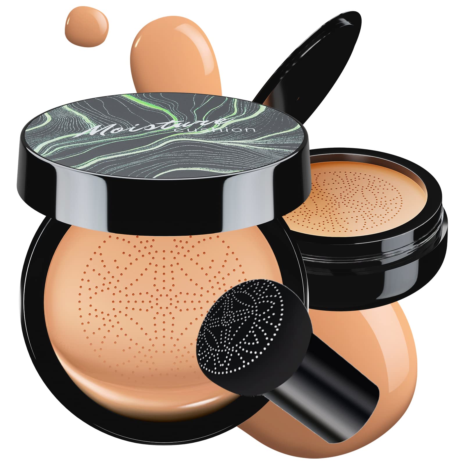 Mushroom Head Air Cushion CC Cream - Tattoo Cover up BB Cream Foundation Makeup Moisturizing Concealer Long-Lasting, Cushion Foundation Full Coverage Self Adjusting for All Skin Types (Medium Deep)