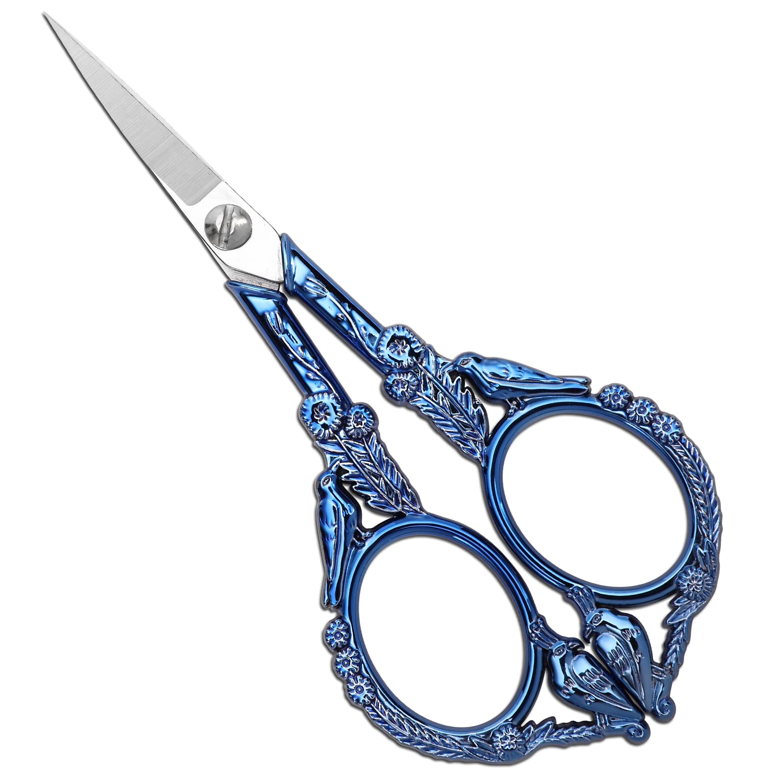 YOUGUOM Sewing Embroidery Scissors – Small Vintage Sharp Detail Shears for Craft, Artwork, Needlework Yarn, Handicraft DIY Tool, Thread Snips, 4.6in Rainbow Bird Style (Blue)