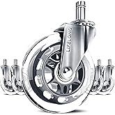 Lifelong Office Chair Wheels Replacement Rubber Chair Casters for Hardwood Floors and Carpet, Set of 5, Heavy Duty Desk Wheel