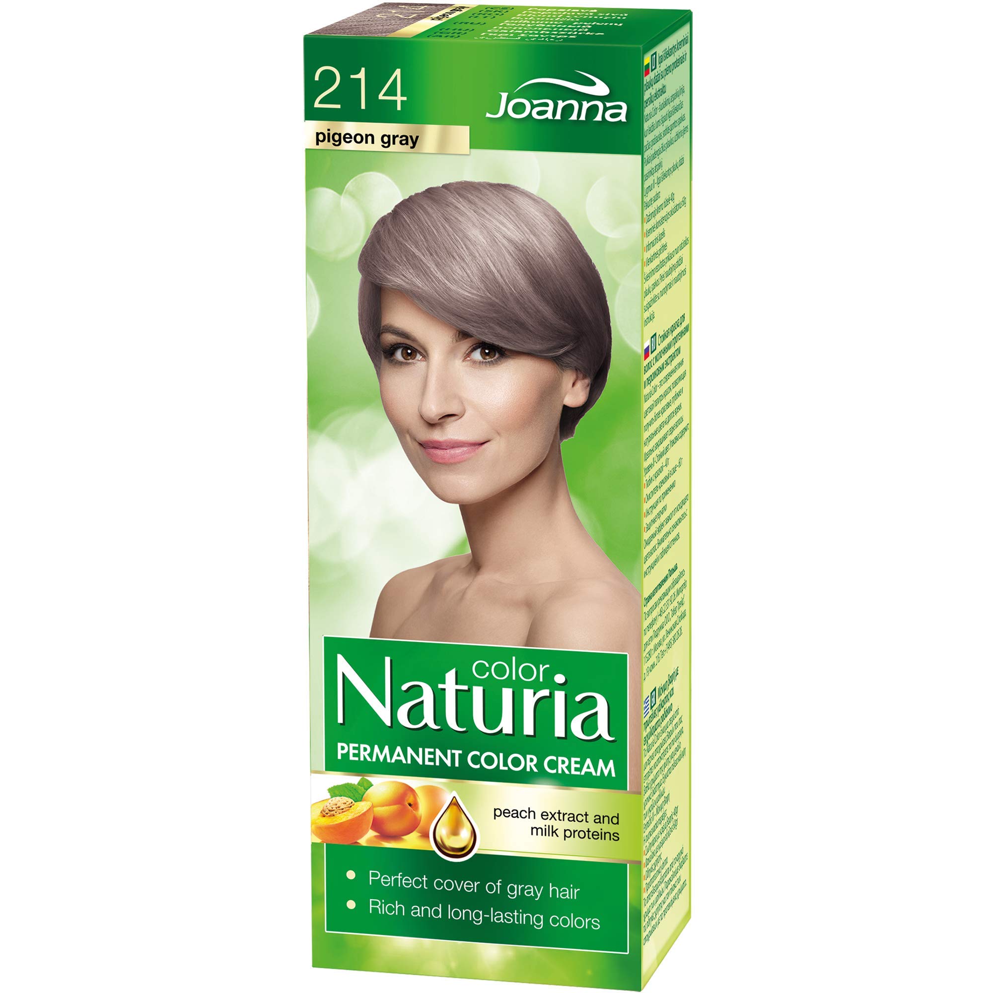 Joanna Naturia Color Permanent Hair Color Cream – Goodness of Milk Proteins and Peach Extracts – Premium-Quality Hair Dye – Provides Soft and Lustrous Hair – Long-Lasting Hair Colors – Pigeon Gray