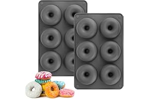 Silicone Donut Mold for 6 Doughnuts, Set of 2 Food Grade Silicone Pan for Baking Colorful, Heat Resistant and Microwave Safe