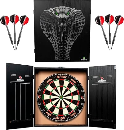 Ruthless Home Darts Centre Cabinet with Dartboard and 2 Sets of Darts Cobra