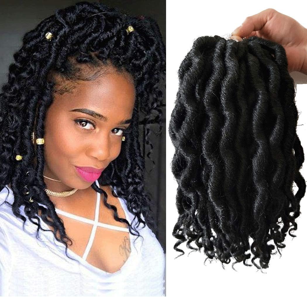 6pack Faux Locs crochet hair with Curly Ends 12 roots/pack Synthetic Hair Crochet Braids Goddess Fauxs Locs Crochet Braiding Hair