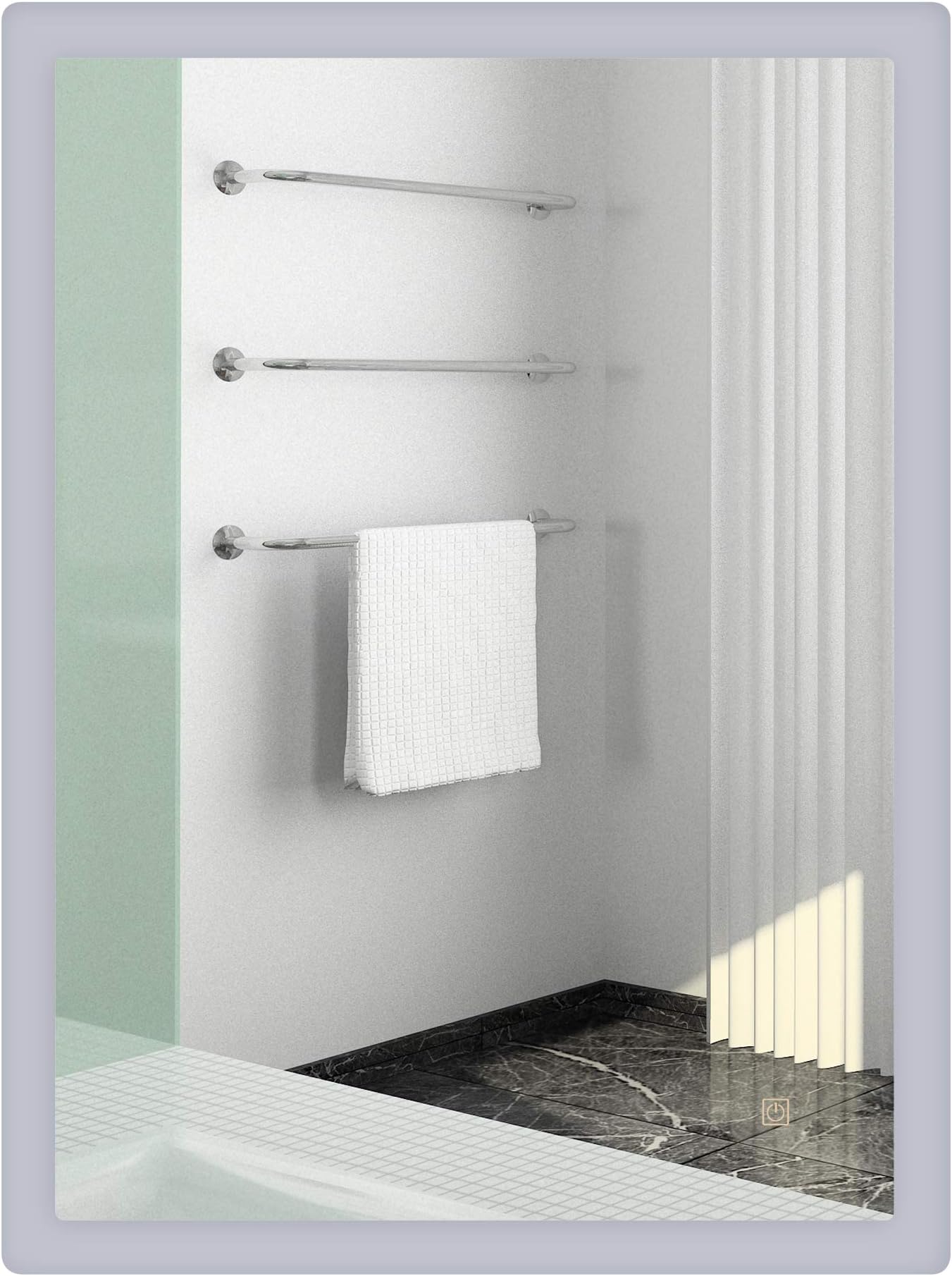 kleankin Aluminium LED Illuminated Bathroom Mirror Wall-mounted IP44 Touch Switch 800 x 600 mm - Silver