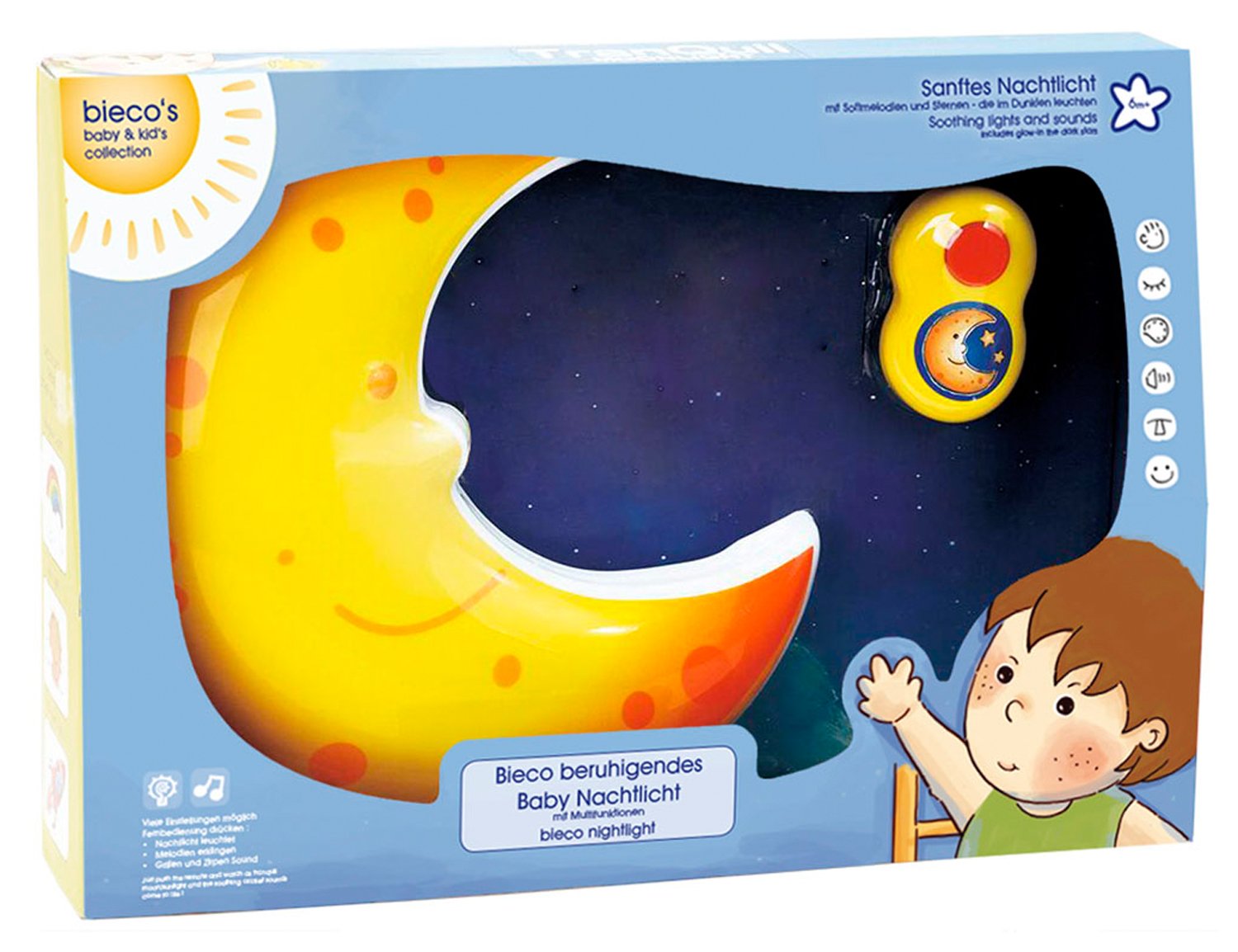 Bieco 04052657 Moon Night Light with Music, About 33 x 22 x 5 cm, Yellow