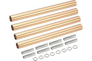 MECCANIXITY Threaded Extension Rod, 5.91" Lamp Pipe with Connector Light Fixture for Pendant Light Island Lighting Chandeliers Stems, French Gold 4 Set