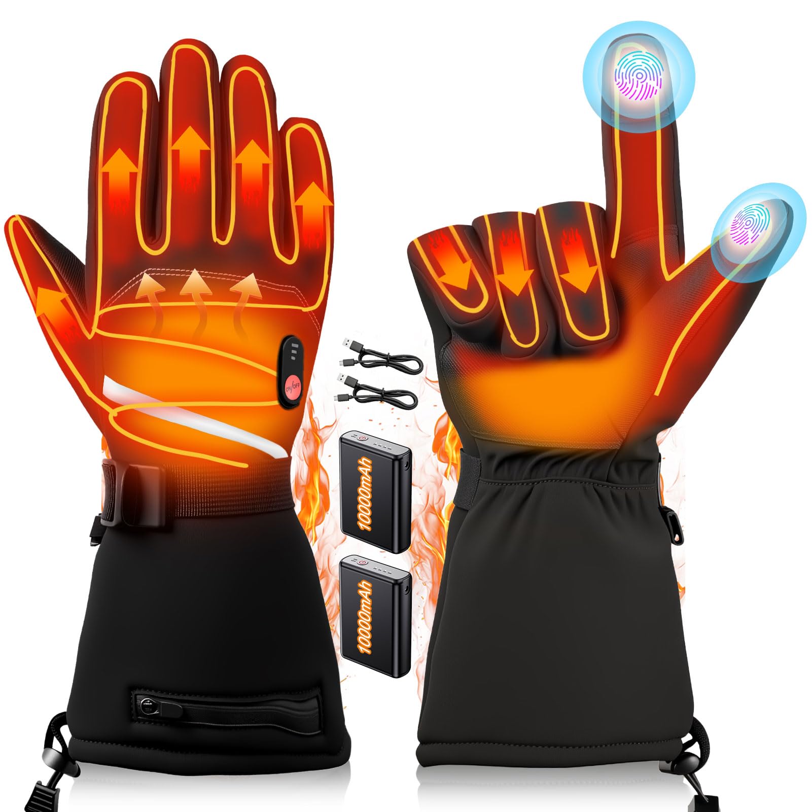 Photo 1 of 20000mAh Heated Gloves for Men & Women,7.4V Fast Heating Rechargeable Heated Gloves,3 Temperature,Water Resistant, Touch Screen, Non-Slip, Suitable for Skiing, Winter Outdoor Work, Cycling (M)