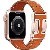 JSGJMY Leather Magnetic Band Compatible with Apple Watch Bands 38mm 40mm 41mm 42mm 44mm 45mm 46mm 49mm for Women Men,Top Grain Leather Designer Replacement Strap for iWatch Ultra SE Series11/10/9/8/7/6/5/4/3/2/1