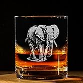 Elephant Vintage Engraved Whiskey Glass - Wildlife Themed Gift - Unique Birthday Gifts For Friends And Family - Elephant Lovers Gift - Vintage Old Fashioned Glass - Decor For Bar