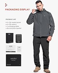 DEWBU Soft Shell Heated Jacket for Men with 12V